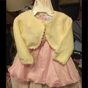 6M Pink Sleeveless Dress with embroidery on dress and sweater Excellent conditio